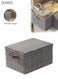 Black Foldable Storage Boxes with Lids, Versatile Non-Woven Fabric Storage Cubes with 2 Brown Handles, 36x25x20cm for Clothes &amp; Toy Organizatio