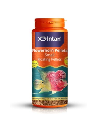 Intan Growel Flower Horn Pellets (Small 1.5mm Floating)   160gm - Highly Nutritious Ornamental Fish Food for Flowerhorn &amp; Kamfa