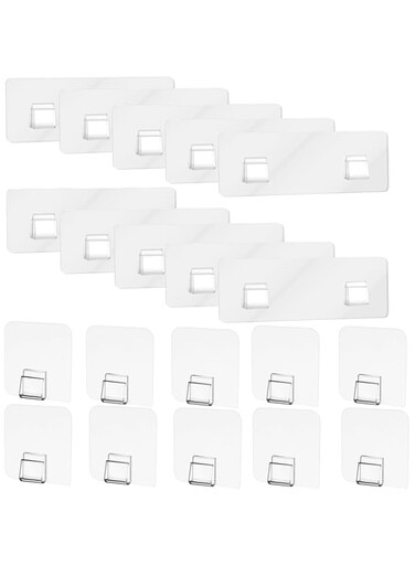 HONPOLO Shower Caddy Adhesive Replacement Stickers 30 Pieces Heavy-Duty Hook Adhesive Strips for Bathroom Racks &amp; Kitchen Organizers - Wall Mounting Hooks - 20 Pieces 7cmx15cm &amp; 10 Pieces 7cm x 7cm
