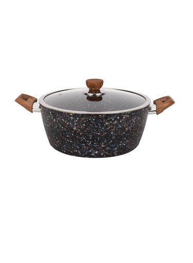 26 cm Multistone Casserole- RF12017/ Non-Stick Forged Aluminium Cookware with Granite Coating, Compatible with Induction, Hot Plate, Halogen, Ceramic, Gas Cooktops/ with Glass Lid Multicolor