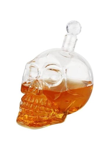 Skull Head Vodka Whiskey Shot Glass Bottle Decanter, 350ml, Transparent