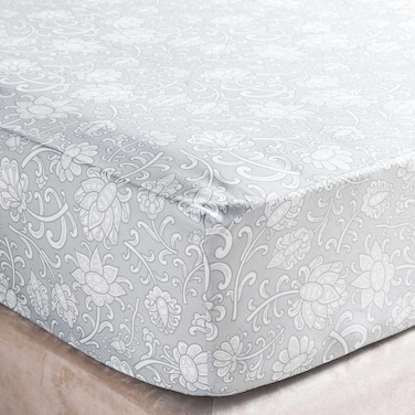 Home Floral Printed Fitted Sheet Grey 90x200cm