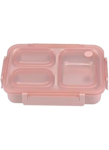 Generic Stainless Steel Lunch Boxes with 3 Compartment &amp; Leakproof Reusable Microwave Freezer Safe Stainles Steel Portion Snack Containers Lunch-Box-with-warmer (Peach)