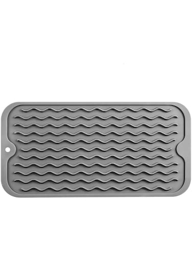 MicoYang Silicone Dish Drying Mat for Multiple Usage,Easy clean,Eco-friendly,Heat-resistant Silicone Mat for Kitchen Counter,Sink,Bar,Bottle,or Cup Grey S 12 inches x 6 inches