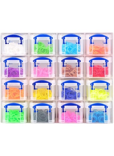 Really Useful Box Organiser, 16 x 0.14 Litre Storage Boxes in a Clear Plastic Organiser and Clear Boxes