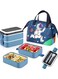 Lunch Box for Kids School, 4 in 1 Lunch Box Set with Insulated lunch Bag and Utensil Set,Leak-proof 2 Layer Large Capacity Lunch Box for Kids&amp;Adults(Blue)