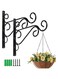 2 Pack Wall Hanging Basket Bracket, Iron Hanging Plants Bracket Decorative Wall Planter Hanger Hooks with Screws for, Lanterns, Wind Chimes (Black)