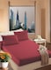 Maroon Cotton King Striped Fitted Elastic Pack of 3 Bedsheet 200x200+25cm
