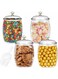 4 Pcs Plastic Candy Jars Cookie Jars with Airtight Lids, 76 Oz Food Organization Canisters for Kitchen, Clear Decorative Apothecary for Cookie, Candy, Sugar, Coffee, Nuts (4 Jars 76Oz+1 Scoops)