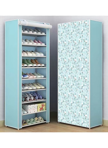 9 Tiers Shoes Rack with Dustproof Cover Adjustable Tall Shoe Storage Hold 24 Pairs of Shoes Cabinet Closet Shoe Organizer Shelf Doorway Corridor 30x60x155cm