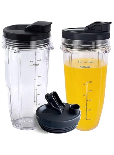 SYOSI Blender Cup, Replacement for 24oz Nutri Ninja Blender Cup, with Sip &amp; Seal Lid, Interchangeable Juicer Accessories, for Ninja Nutri Ninja, 2-Pack