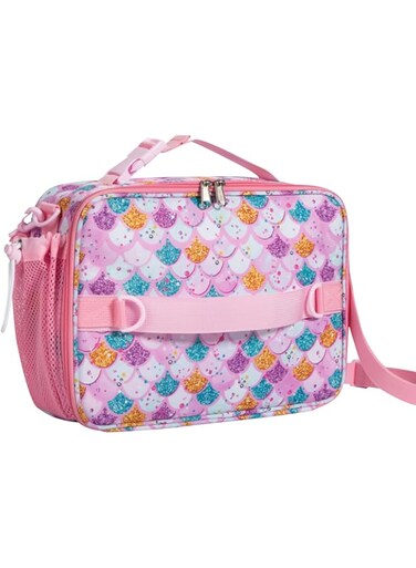 Beauenty Lunch Box Bag for Kids,Insulated Lunch Bag with Bottle Holder, Cooler Tote with 3 Ways Carrying for Office, School, College, Beach, Picnic, Fishing, Hiking Travel (Mermaid-Pink)