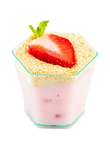 Hexagon Glass, Dessert Cups - Perfect For Desserts, Yogurts, Parfaits, Fruit And More 2 Oz Seagreen Premium Plastic 100Ct Box Restaurantware