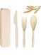 Travel Utensils Set with Case, Wheat Straw Portable Knife Fork Spoons Tableware, Eco-Friendly BPA Free Cutlery for Kids and Adults as Travel Picnic Camping Utensils ( Beige )