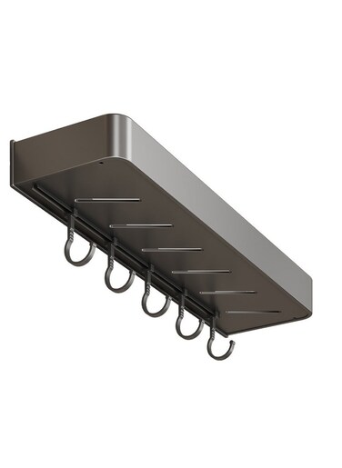 Hanging Spice Rack Wall Mount Kitchen Spice Rack Wall Hanging Utensil Holder with 5 Hooks Wall Hanging Storage Rack Organizer Shelf