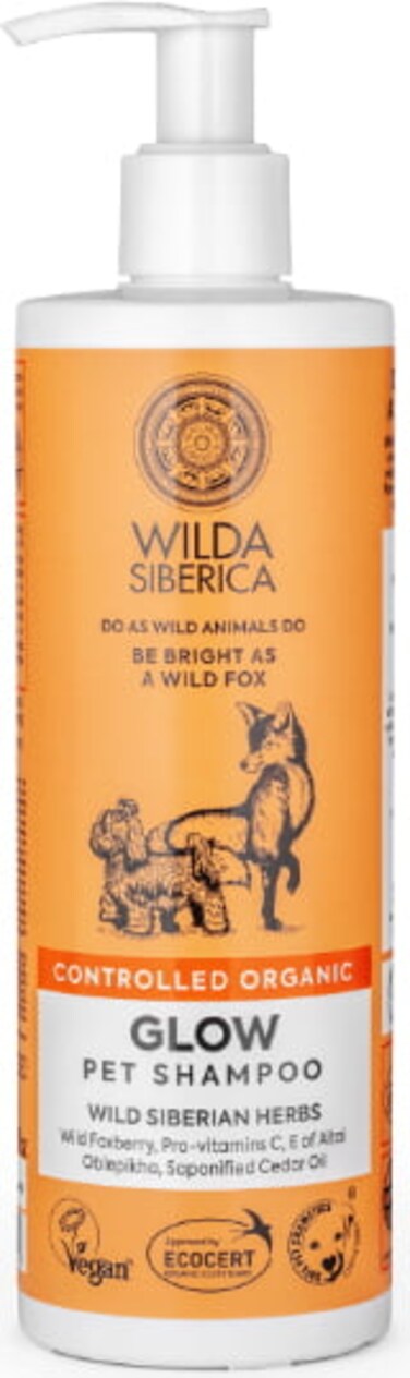 Wilda Siberica. Controlled Organic, Natural &amp; Vegan  Glow pet shampoo, 400 ml