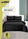 6-Piece Premium King Size Bedding Set, Black Striped Design and High Quality Microfiber Hotel Luxury Bedsheet Soft Quilt Cover and Pillowcases