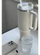 Stainless Steel Tumbler with Handle &amp; Straw, Vacuum Insulated Travel Mug, Leakproof Car Cup, BPA Free, Includes Food Grade Silicone Base &amp; Silver Cup Sleeve &acirc;&euro;&ldquo; White