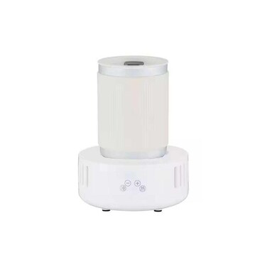 Smart 15W base keeps drinks hot or cold. Sleek white design, perfect for home or office use