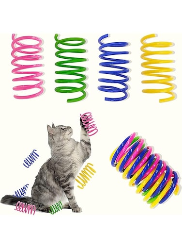 Cat Spring Toy (40 Pack), Cat Kittens Toys Plastic Coil Spiral Springs for Swatting, Biting, Hunting, and Active Healthy Play (Random Color)