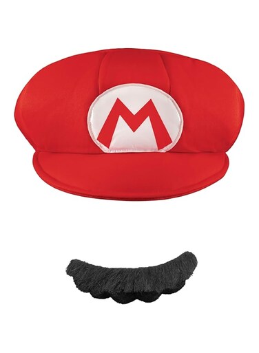 Super Mario Bros. Mario Adult Costume Hat &amp; Mustache One Size, Red