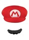 Super Mario Bros. Mario Adult Costume Hat &amp; Mustache One Size, Red