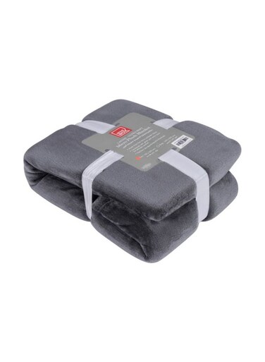 Box Lavish Long Lasting Super Soft Easy Care Foldable Light Weight Washable Fluffier Mirco Flannel King Size Bed Blanket Polyester Grey 240x220cm
