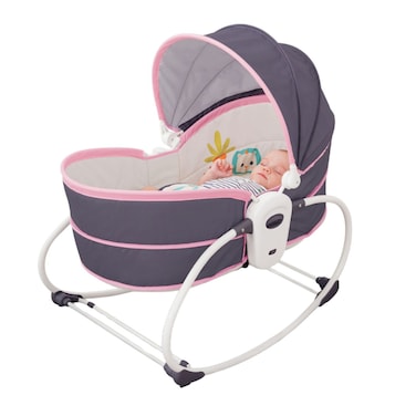 Mastela 5-in-1 Rocker &amp; Bassinet for Infants LB6033 &ndash; Portable, Versatile Design with Toy Bar &amp; Soothing Melodies - Pink