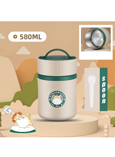 Stainless Steel Lunch Box Container , 3-Tier Insulated Bento Box Microwave Safe Soup Bowl for Adults, Thermal Food Container for Office Workers School, Picnic, Outdoors (580ml)