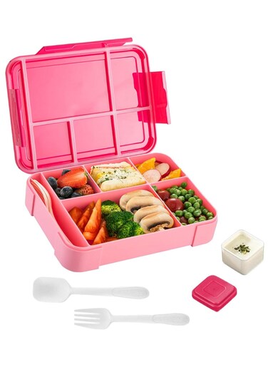 Tycom Lunch Box for Kid Bento Box Children School Children's Lunch Box with Compartments Leak-proof Lunch Box for Girls and Boys Snack Box Red Pink.