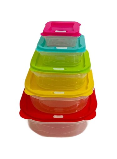 Qarga Plastic Colorful Food Storage Lunchbox Household Container (Set of 5)