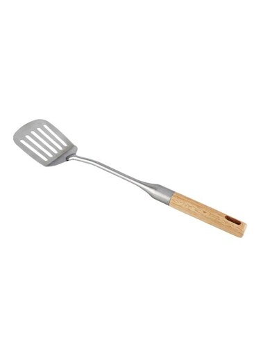 Art Stainless Steel Slotted Turner With Rubber Wood Handle Silver