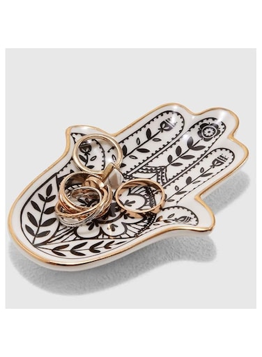 KASTWAVE Jewelry Dish Trinket Dish Ring Dish Ceramic Hamsa Evil Eye Hand of Fatima Holder Key Trinket Plate Bowl Small Boho Home Decorative Cute Decor Jewelry Tray Dish Gift Mom Brithday