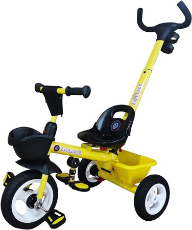 Lovely Baby Kids Tricycle Lb 475H For Toddlers 1-3, Baby Balance Bike with Pedal Conversion, Steel Frame, Parent Push Handle, Lightweight 4.3Kg Trike For Boys and Girls, Fully AssembLED (Yellow)