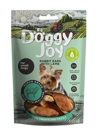 Doggy Joy Rabbit Ears with Lamb Dog Treats 55g &ndash; Chewy High-Protein Snack for Dogs