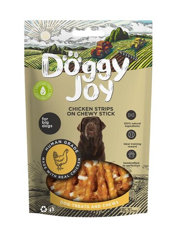 Doggy Joy Chicken Strips on Chewy Stick Dog Treats 90g &ndash; Tasty Dental Chew Snack for Dogs