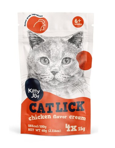 Kitty Joy Cat Lick Chicken Flavor Cream Cat Treats 60g (4&times;15g)
