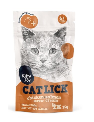 Kitty Joy Cat Lick Creamy Cat Treats with Chicken &amp; Salmon &ndash; 4&times;15g (60g)