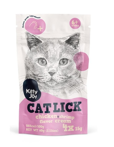 Kitty Joy Cat Lick Chicken &amp; Shrimp Flavor Cream Cat Treats 60g (4&times;15g)