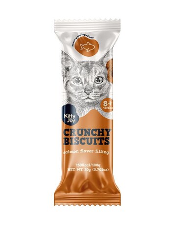 Kitty Joy Crunchy Biscuits with Salmon Flavor Filling Cat Treats 20g