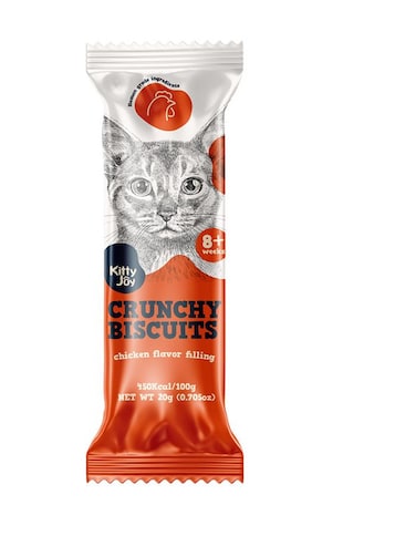 بسكويت كيتي جوي المقرمش بحشوة بنكهة الدجاج، مكافآت للقطط 20 غرام