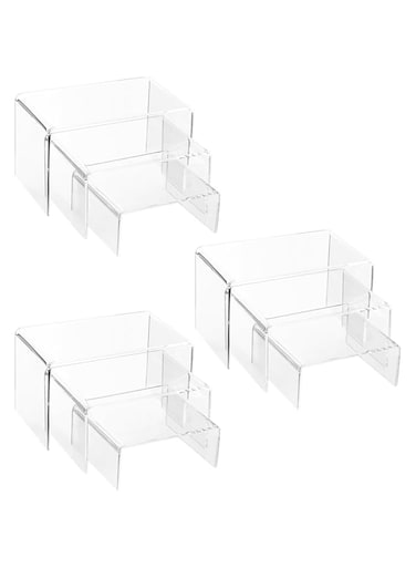 ywchoshe 9 Pieces Clear Acrylic Elevator Display Stand, Jewelry Display Risers, Showcase Displays, for Figures, Buffets, Cupcakes, Desserts