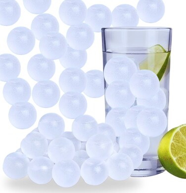 Square 20 PC Reusable Plastic Ice Cubes, Round Shaped Clear Ice Cubes, Non-Diluting and Re-Freezable. Perfect to Enjoy Chilled Drinks. (spherical)