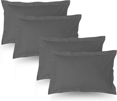 MUSA&Acirc;&reg; Striped Cotton Pillow Covers - Soft, Breathable &amp; Hotel-Inspired with Envelope Closure (4 Pack, Grey, 50 x 90cm)