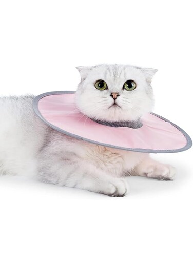 X spring Waterproof Cat Recovery Collar, Lightweight Elizabethan Collars, Pet Cone Collar, Suitable for Cats, Small Dog, Puppy, Adjustable Adjustable Cat Neck Protective Cat Collar (Pink)