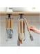2pcs Under Cabinet Kitchen Utensil Hooks,360&deg; Rotating Drilling Free Adhesive Utensils Hanging Rack for Tools/Towel/Knife (Black)