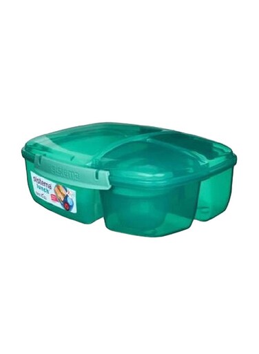 Sistema Triple Split Lunch Box &amp; Yogurt compartment 2L Green : Multi-Compartment - Meal Container - Leak-proof - Portable - Lunch Container Green