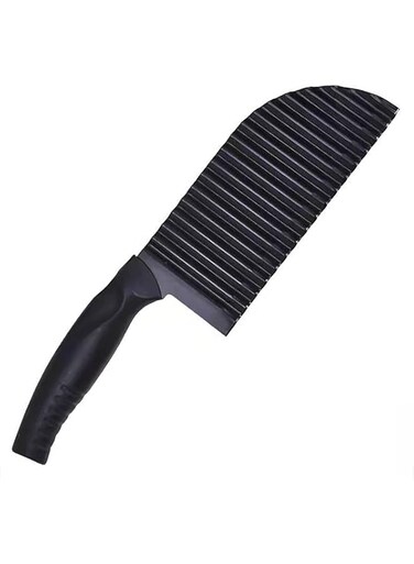 Thymart Premium Wavy Potato Cutter - Vegetable &amp; Fruit Crinkle Cutting Tool, French Fry Cutter, Serrated Salad Chopping Knife French Fry Slicer, Black Blade Slicer, Heavy Duty Chops