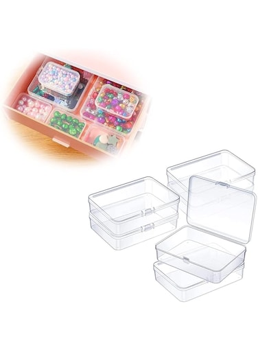 SYOSI Clear Mini Plastic Storage Boxes - 6 Pack for Organizing Small Items, 4.45x3.3x1.18in, Perfect for Crafts &amp; Accessories