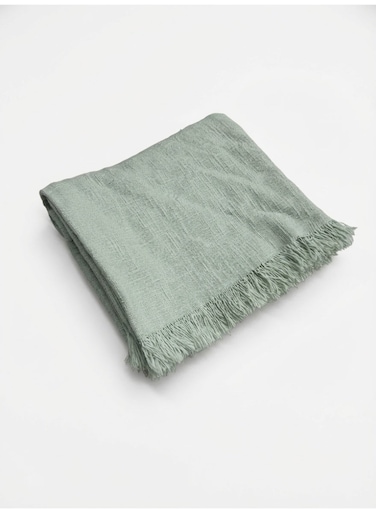 130 x 160 cm Soft Cotton Quilt Throws Sage Green Blanket 400GSM Thick Cozy Fringed Throw for Sofa Bed Couch Travel and Boho Home Decor